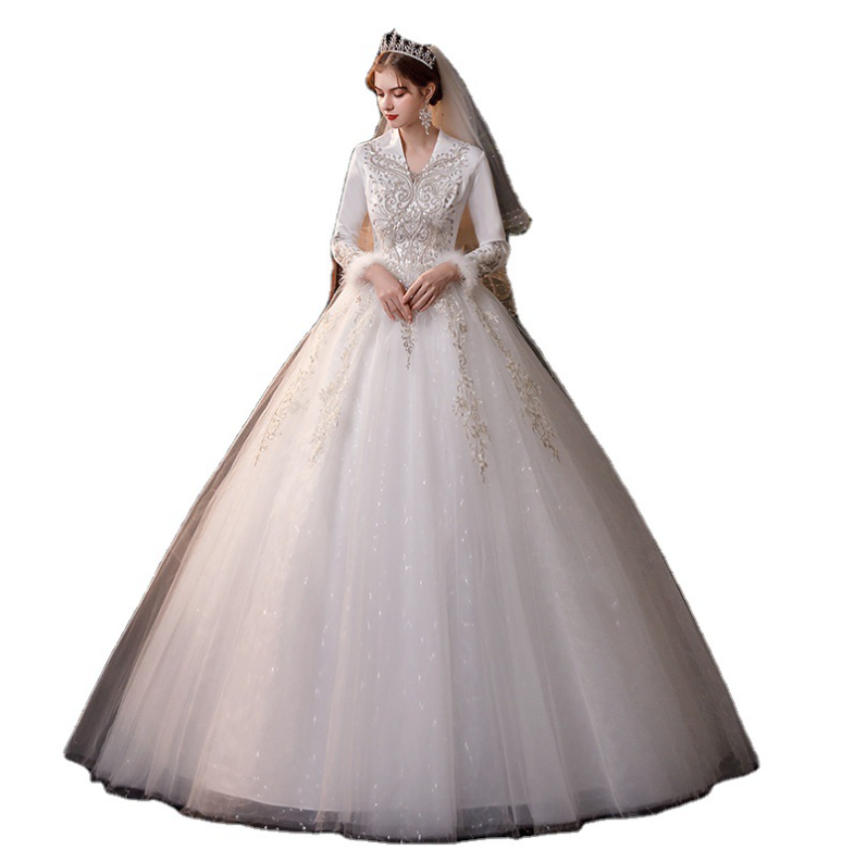 Winter Wedding Dress Long Sleeved  Starry Sky Dreamy  Bridal Ball Gowns